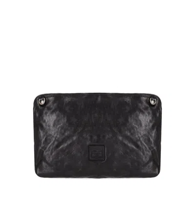 Campomaggi Arenite Black Crossbody Bag In Orange