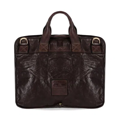 Campomaggi Dark Brown Briefcase In Orange