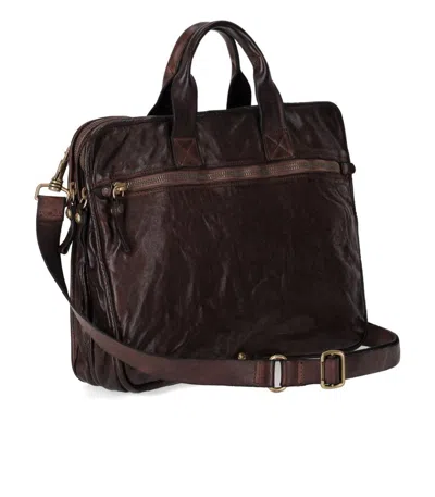 Campomaggi Dark Brown Briefcase In Orange