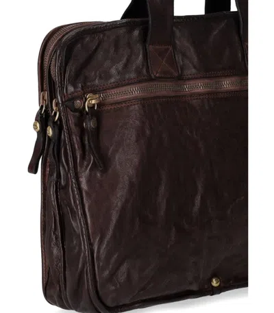 Campomaggi Dark Brown Briefcase In Orange