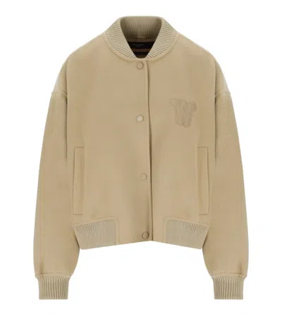 Weekend Max Mara Zelante Beige Bomber Jacket In Brown