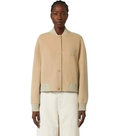 Weekend Max Mara Zelante Beige Bomber Jacket In Brown
