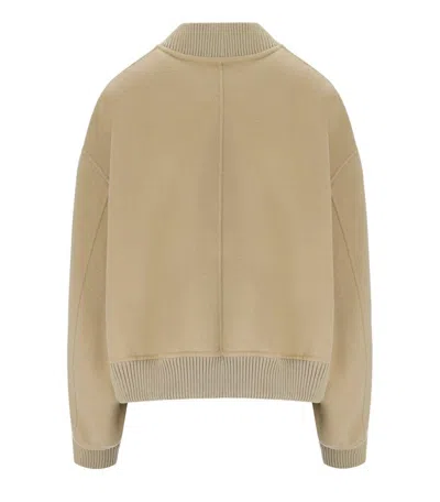 Weekend Max Mara Zelante Beige Bomber Jacket In Brown