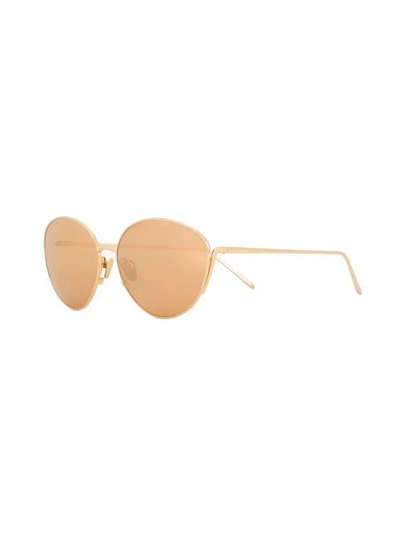 Shop Linda Farrow Round-framed Sunglasses In Metallic