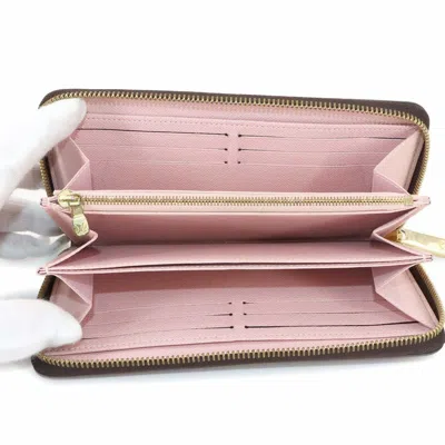Pre-owned Louis Vuitton Damier Canvas Ebene Rose Ballerine Damier Canvas Long Wallet (bi-fold) ()