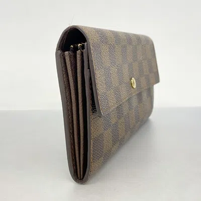Pre-owned Louis Vuitton Ebene Long Wallet (bi-fold) () In Brown