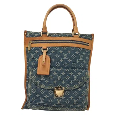 Pre-owned Louis Vuitton Flat Vertical Blue Denim - Jeans Tote Bag ()