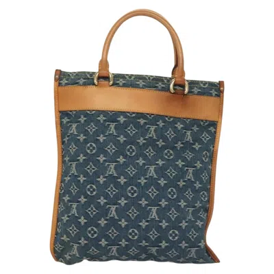 Pre-owned Louis Vuitton Flat Vertical Blue Denim - Jeans Tote Bag ()