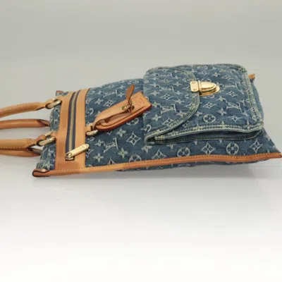 Pre-owned Louis Vuitton Flat Vertical Blue Denim - Jeans Tote Bag ()