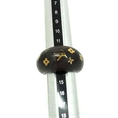 Pre-owned Louis Vuitton Gold Brown Wood Band Ring ()