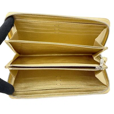 Pre-owned Louis Vuitton Gold Leather Long Wallet (bi-fold) ()
