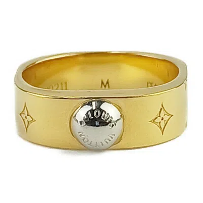 Pre-owned Louis Vuitton Gold Silver Lacquer Metal Rhinestone Band Ring () In Multi
