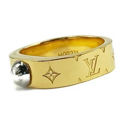 Pre-owned Louis Vuitton Gold Silver Lacquer Metal Rhinestone Band Ring () In Multi