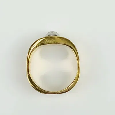 Pre-owned Louis Vuitton Gold Silver Lacquer Metal Rhinestone Band Ring () In Multi