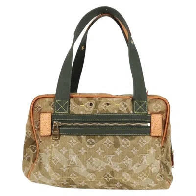 Pre-owned Louis Vuitton Jasmine Khaki Denim - Jeans Shoulder Bag () In Brown