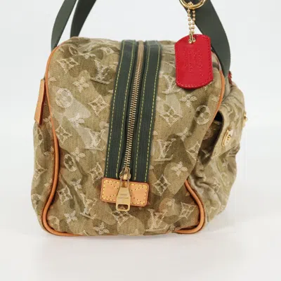 Pre-owned Louis Vuitton Jasmine Khaki Denim - Jeans Shoulder Bag () In Brown