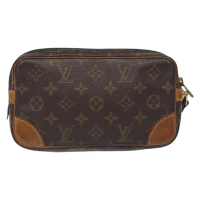 Pre-owned Louis Vuitton Marly Dragonne Brown Canvas Clutch Bag ()