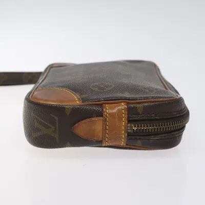 Pre-owned Louis Vuitton Marly Dragonne Brown Canvas Clutch Bag ()