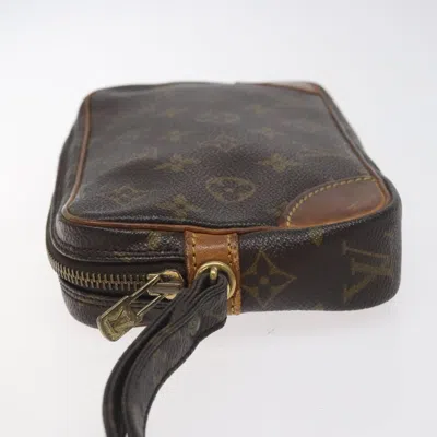 Pre-owned Louis Vuitton Marly Dragonne Brown Canvas Clutch Bag ()