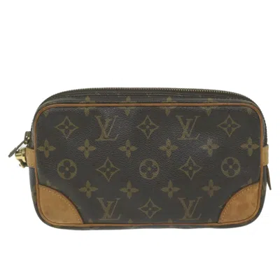Pre-owned Louis Vuitton Marly Dragonne Brown Canvas Clutch Bag ()