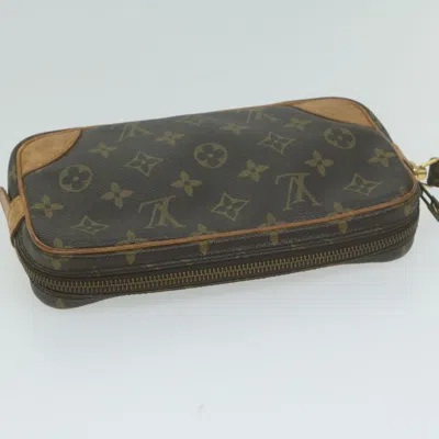 Pre-owned Louis Vuitton Marly Dragonne Brown Canvas Clutch Bag ()