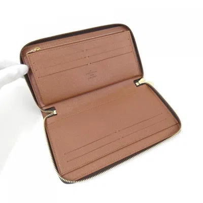 Pre-owned Louis Vuitton Marron Coated Canvas Long Wallet (bi-fold) () In Brown