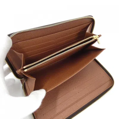Pre-owned Louis Vuitton Marron Coated Canvas Long Wallet (bi-fold) () In Brown