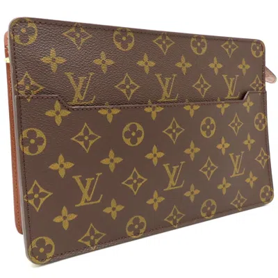 Pre-owned Louis Vuitton Monogram Brown Canvas Clutch Bag ()