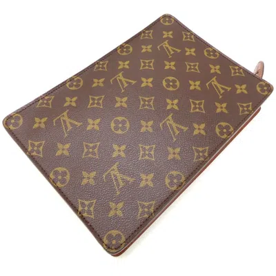 Pre-owned Louis Vuitton Monogram Brown Canvas Clutch Bag ()