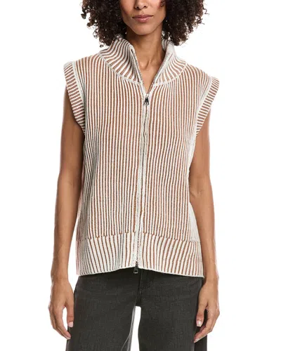 Meiven Funnel Neck Zip Sweater In Neutral