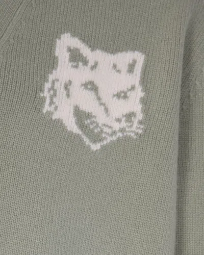 Maison Kitsuné Fox Motif Buttoned Cardigan In Gray