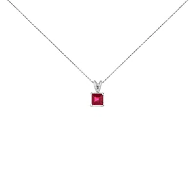 Haus Of Brilliance 14k Gold 5x5 Mm Square Shaped Gemstone Solitaire Pendant Necklace In Metallic