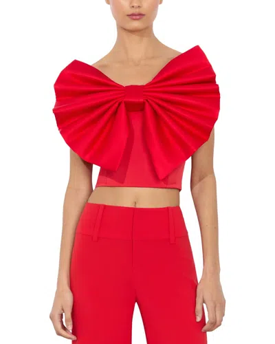 Alice And Olivia Sibella Bow Top In Red