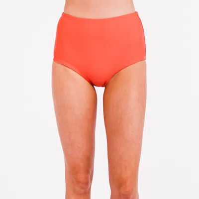 Calypsa Women's Full Coverage High Waisted Bikini Bottom In Orange