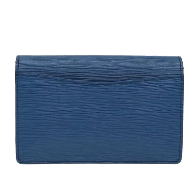 Pre-owned Louis Vuitton Montaigne Blue Leather Clutch Bag ()