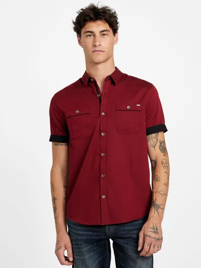 Guess Factory Tavin Poplin Shirt In Red