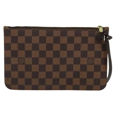 Pre-owned Louis Vuitton Neverfull Pouch Brown Canvas Clutch Bag ()