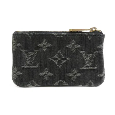 Pre-owned Louis Vuitton Noir Monogram Denim Coin Purse/coin Case () In Black