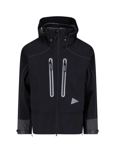 And Wander Logo Zip Jacket In Black