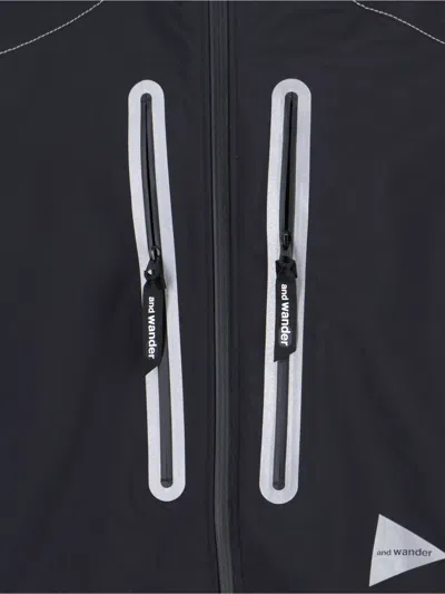 And Wander Logo Zip Jacket In Black