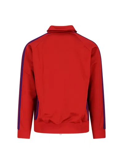 Needles Logo-embroidered Striped Tech-jersey Track Jacket In Red