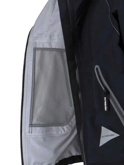 And Wander Logo Zip Jacket In Blue