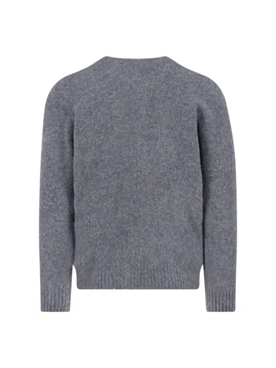 Drumohr Soft Textured Crewneck Sweater With Ribbed Cuffs In Gray