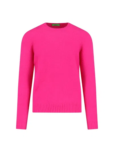 Drumohr Soft Textured Crew Neck Long Sleeve Sweater In Pink
