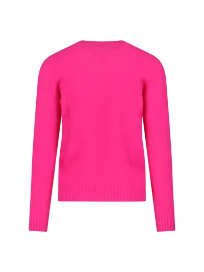 Drumohr Soft Textured Crew Neck Long Sleeve Sweater In Pink