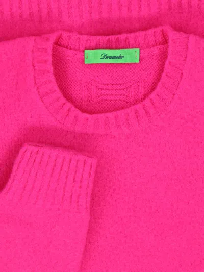Drumohr Soft Textured Crew Neck Long Sleeve Sweater In Pink