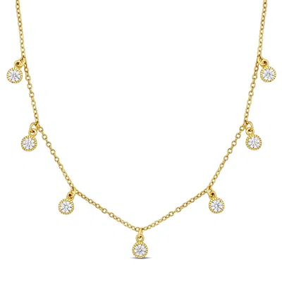 Mimi & Max Round Cubic Zirconia Station Necklace Yellow Silver - 16 In In Gold