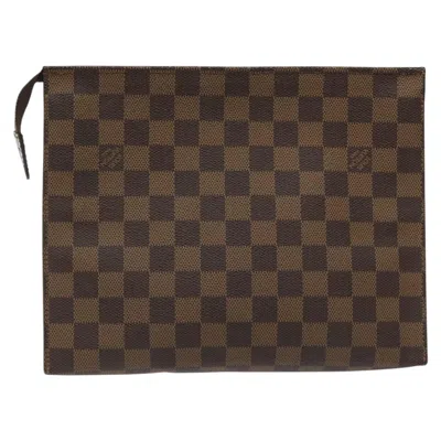 Pre-owned Louis Vuitton Poche Toilette Brown Canvas Clutch Bag ()