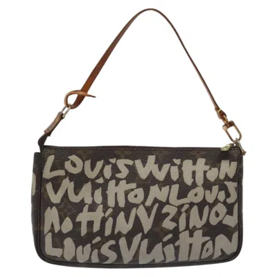 Pre-owned Louis Vuitton Pochette Accessoire Brown Canvas Clutch Bag ()