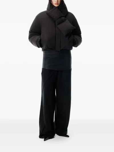 Alexander Wang Logo-embroidered Quilted Shell Jacket In Black